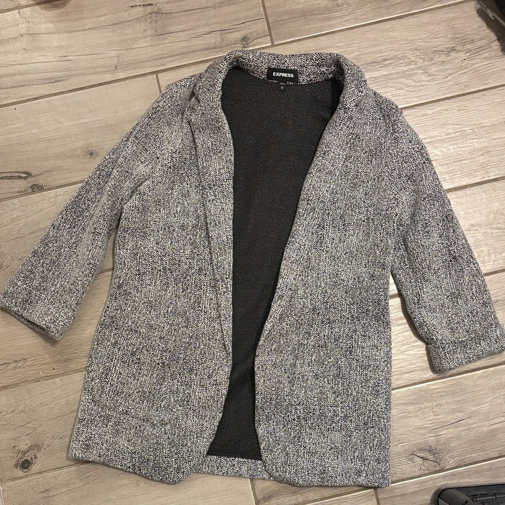 Express Marled Gray Open-Blazer Cardigan